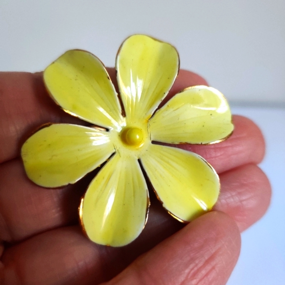 Vintage 60s Signed Sandor Co Modernist Enamel Flower Brooch 🌸